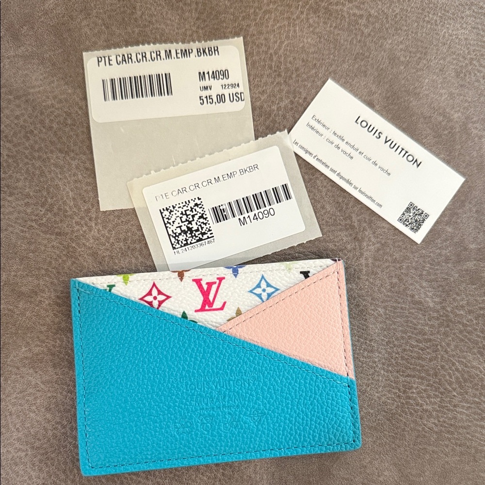 Louis Vuitton Blue and Pink Murakami Card Holder